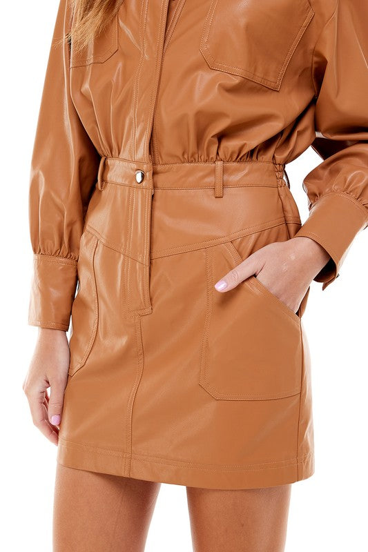 Sasha Leather Mini Dress