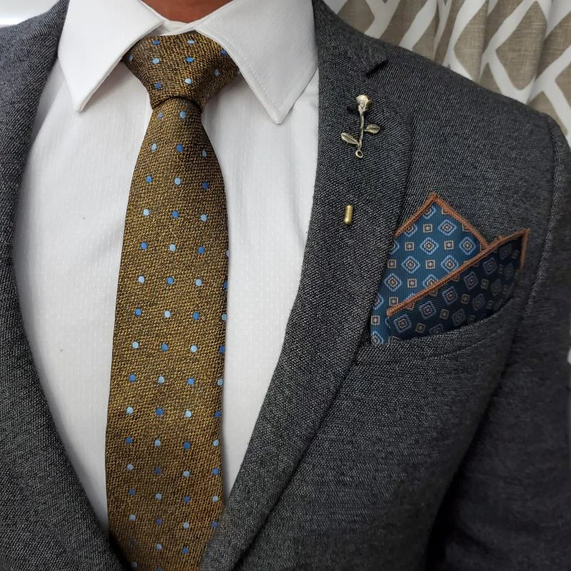 Polka Dot Brass Tie Set