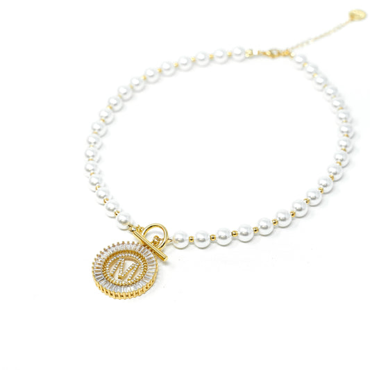 Glam Initial Pearl Necklace