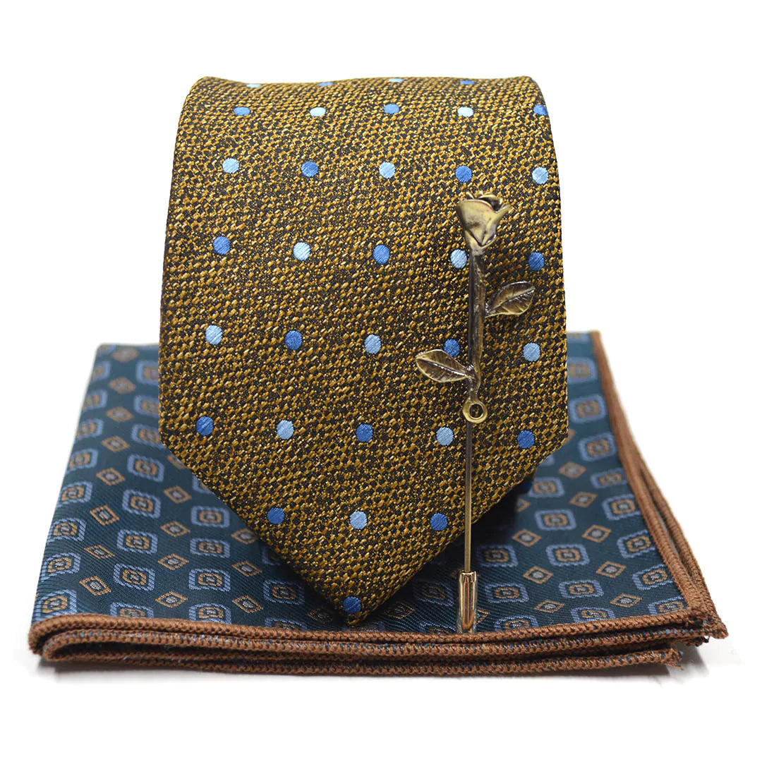 Polka Dot Brass Tie Set