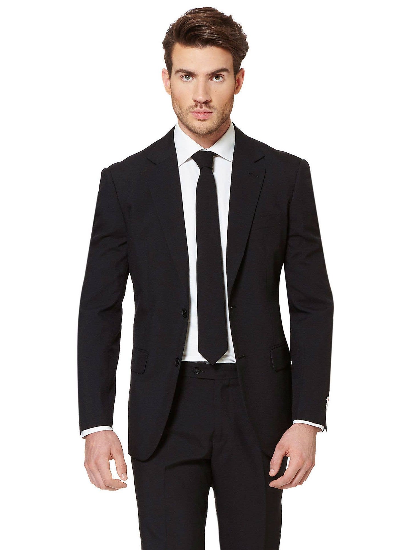 OppoSuits - US - Men's Party Suit Black Incl jacket, pants and tie: Black / 100% Polyester / US 40