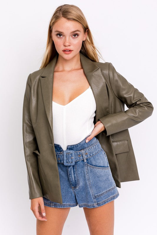 Anais Leather Blazer