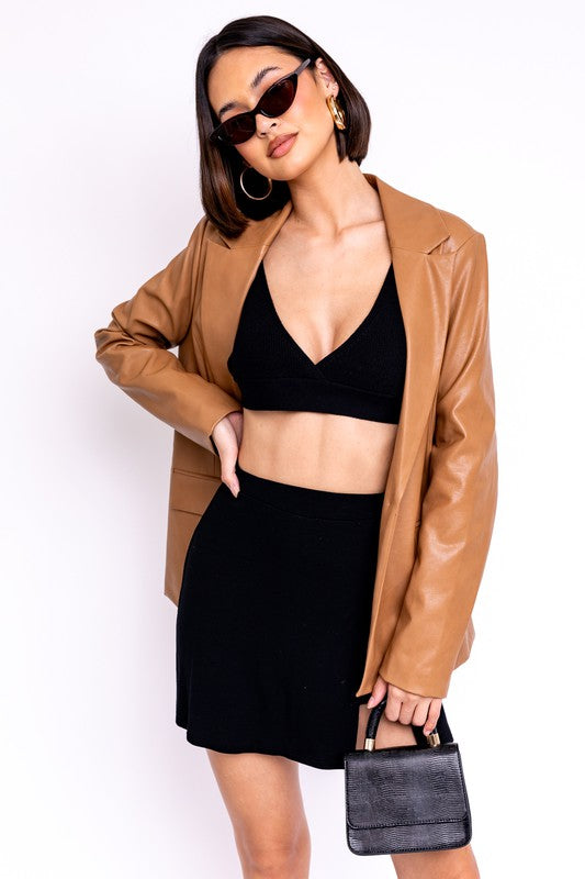 Anais Leather Blazer