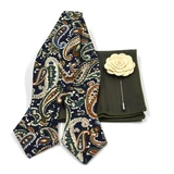 Paisley Navy Dijon Bow Tie Set